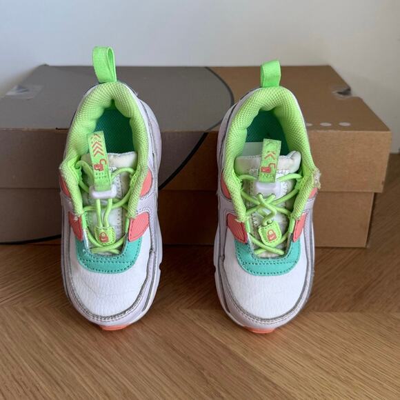 Nike Airmax 90 Toggle White/Crimson Bliss Toddler Sneakers - SZ 8 C - Picture 2 of 16